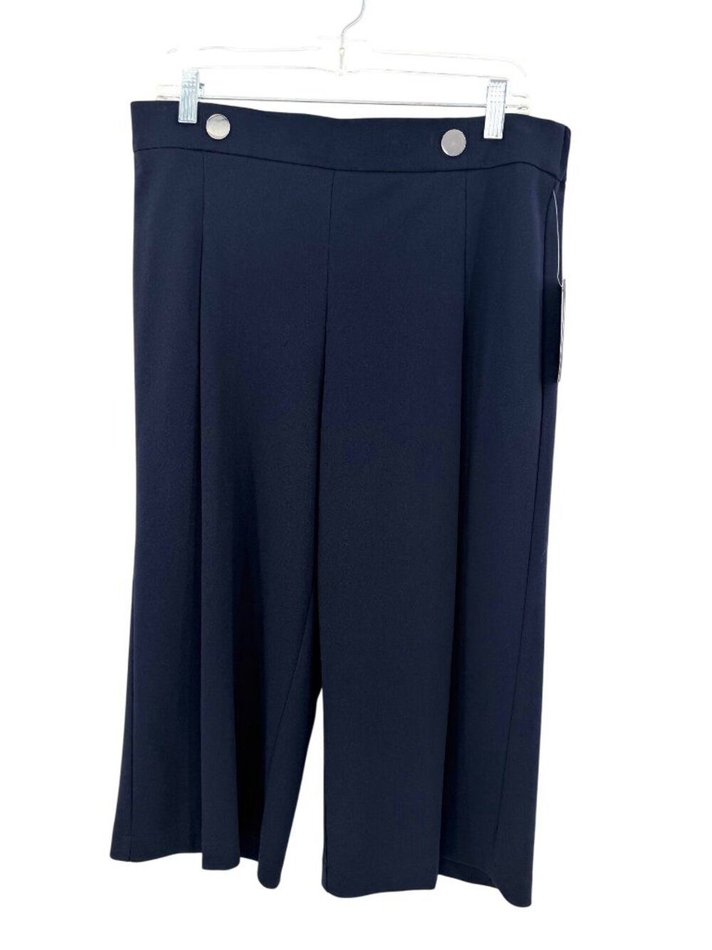 NWT Zac & Rachel Navy Blue Wide-Leg Culotte Capri Pants With Silver Buttons